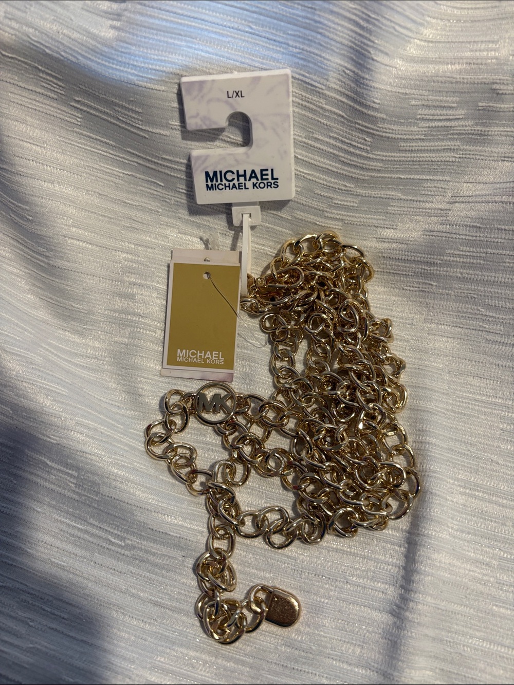 Michael Kors Gold Chunky Chain Belt with MK Emblem